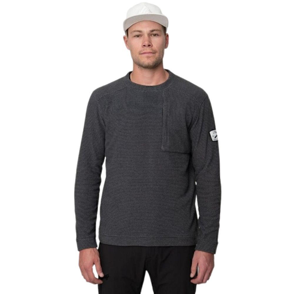 Strafe Tech Crew Fleece Grey & Black Stripes Long Sleeve Sweatshirt Mens Size S